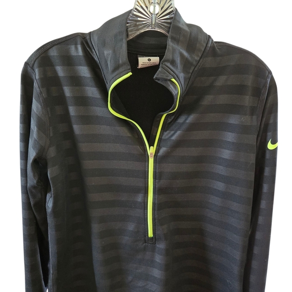 Nike Women's Black and Neon Green Striped Jacket - Picture 3 of 8